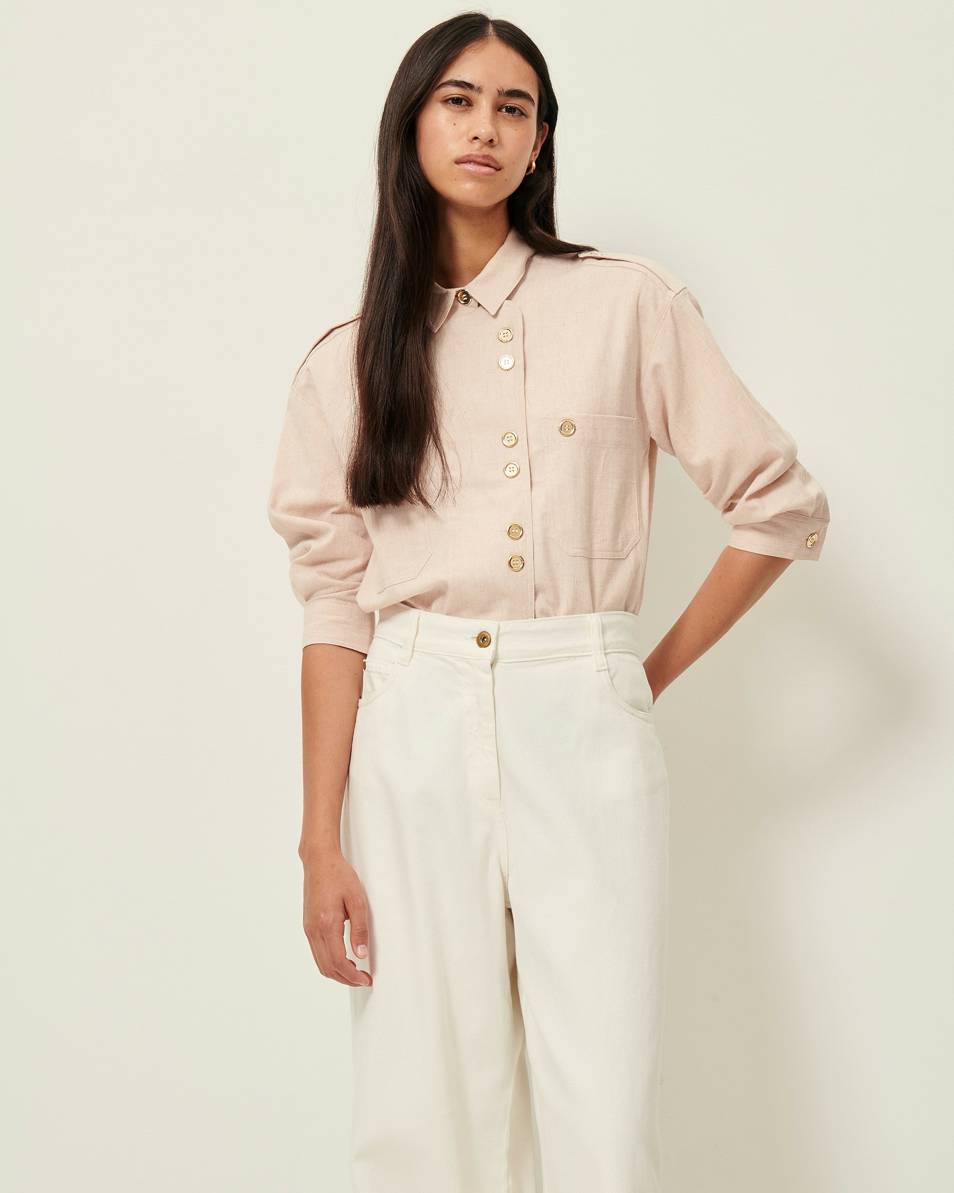 Women CESARY Rosewater | Over-shirt | SESSÙN Official Website