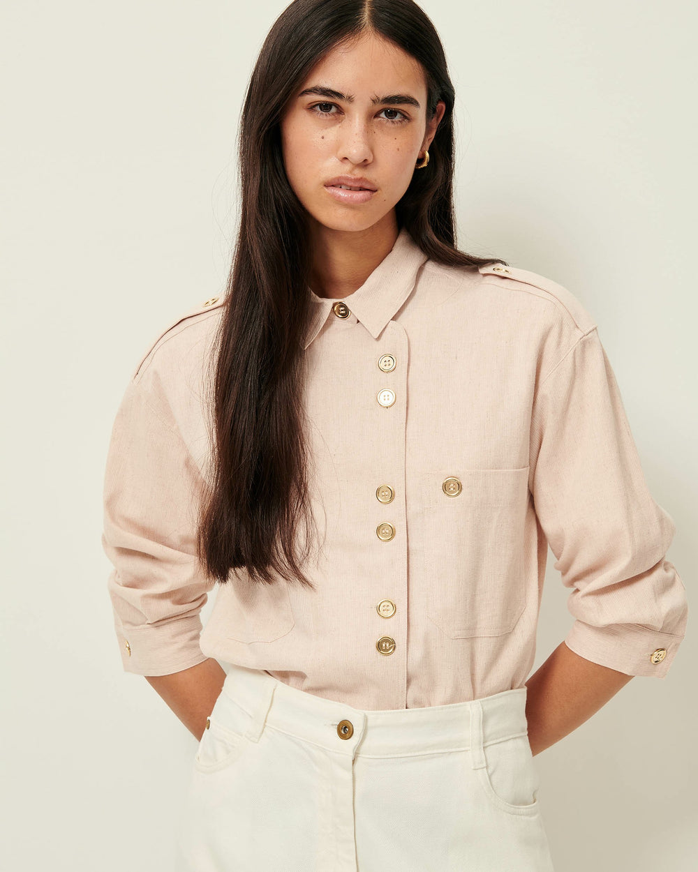 Women CESARY Rosewater | Over-shirt | SESSÙN Official Website