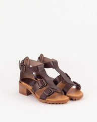 Women OULANKA Dark Brown Leather | Sandals