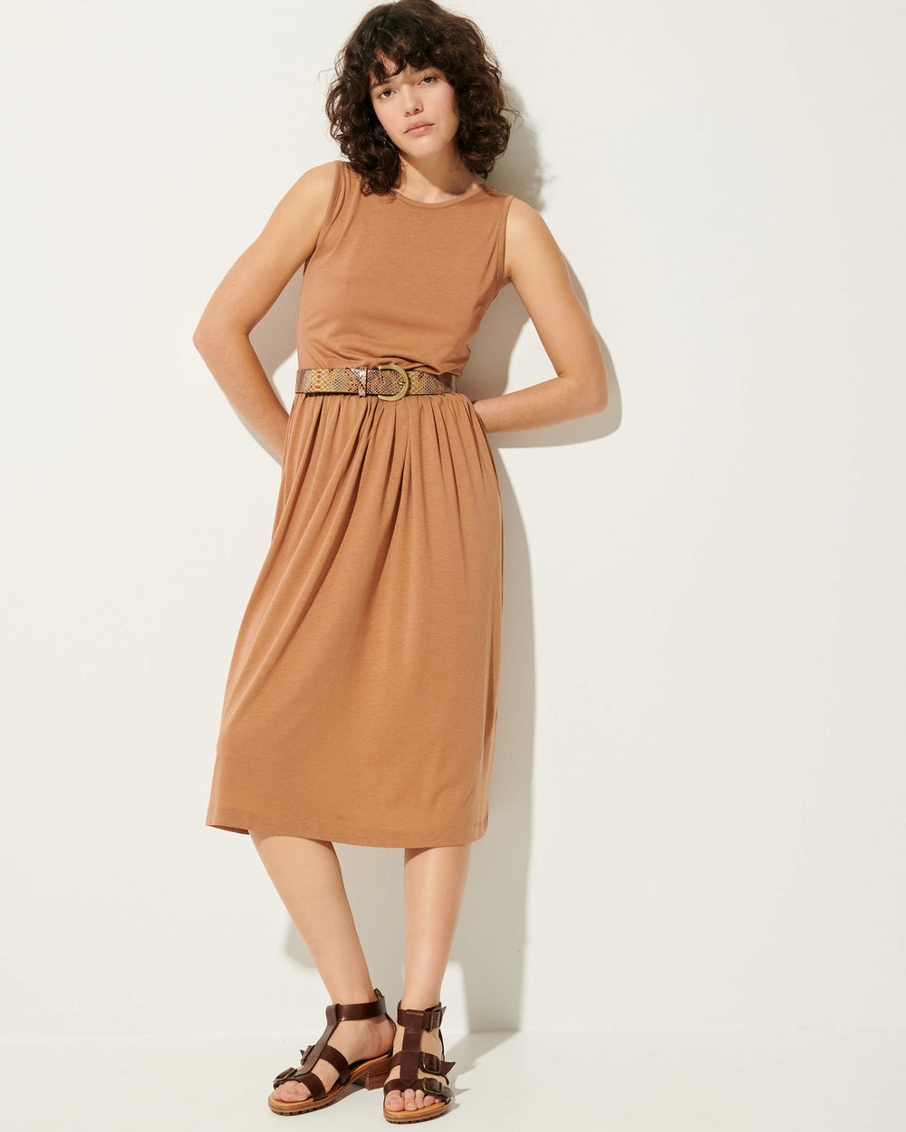 Women OULANKA Dark Brown Leather | Sandals