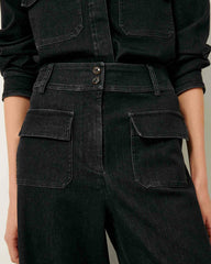 Women MANHATTAN Denim Black | Pants
