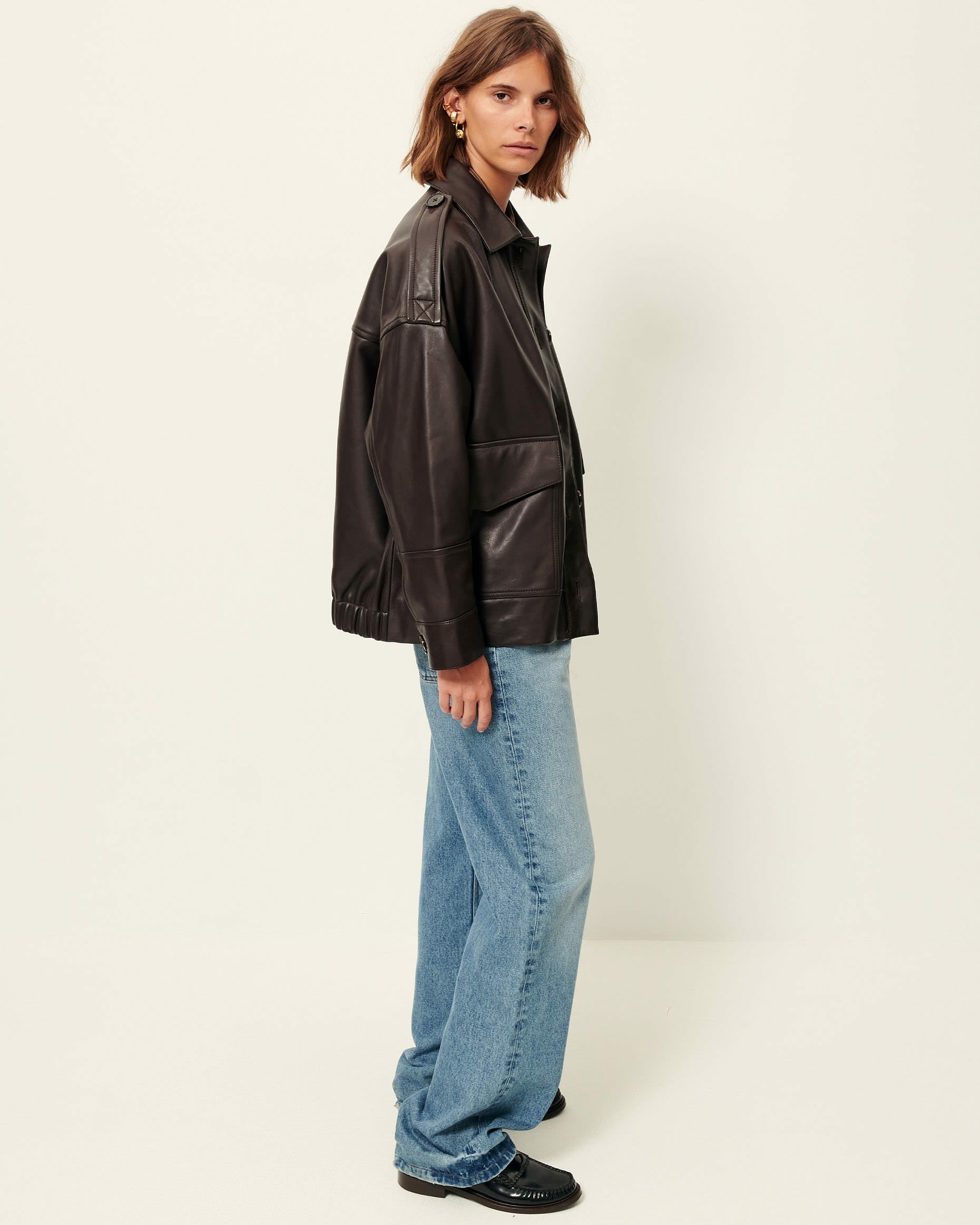 Women HARRIBOYD Coffee Leather | Jacket
