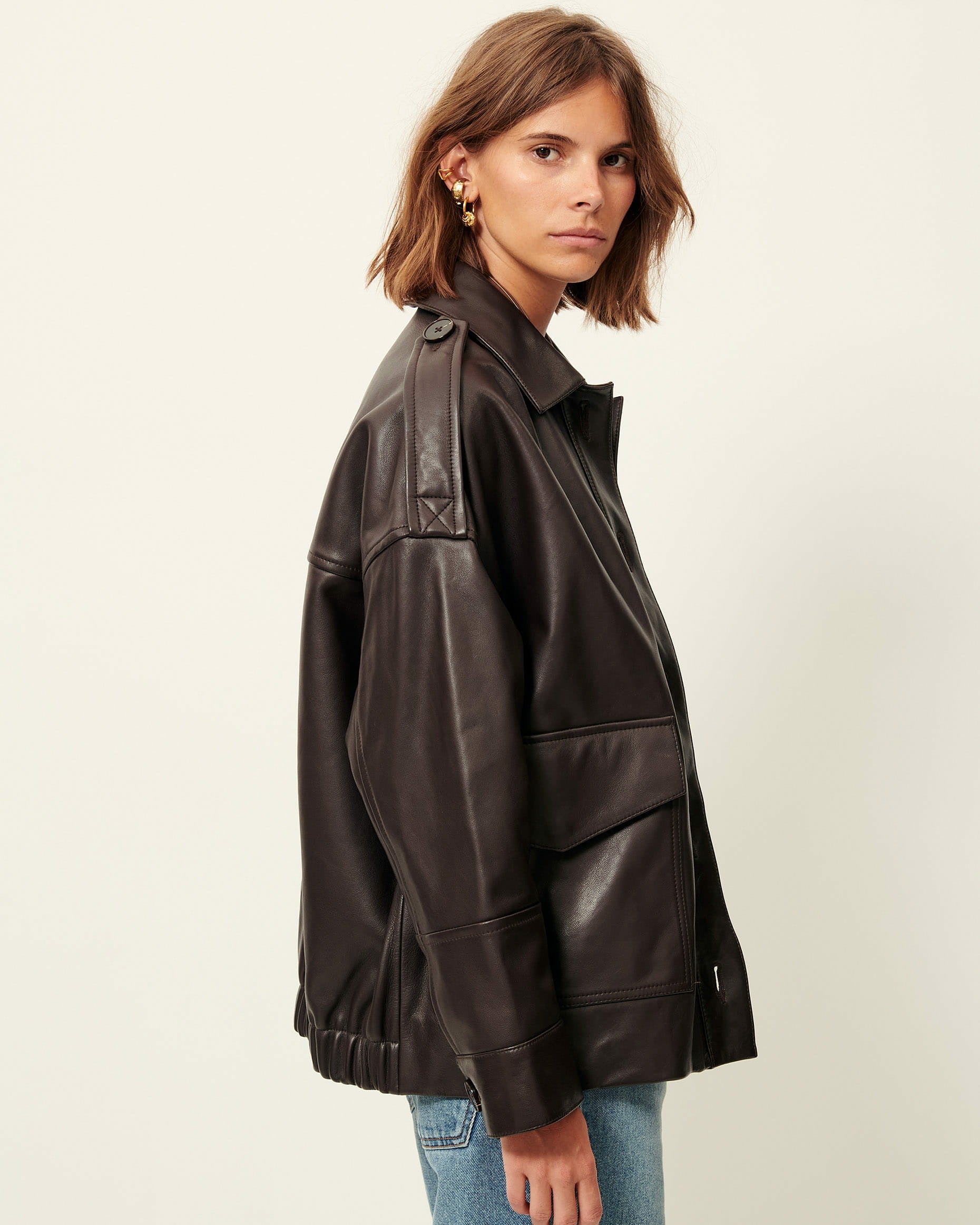 Women HARRIBOYD Coffee Leather | Jacket