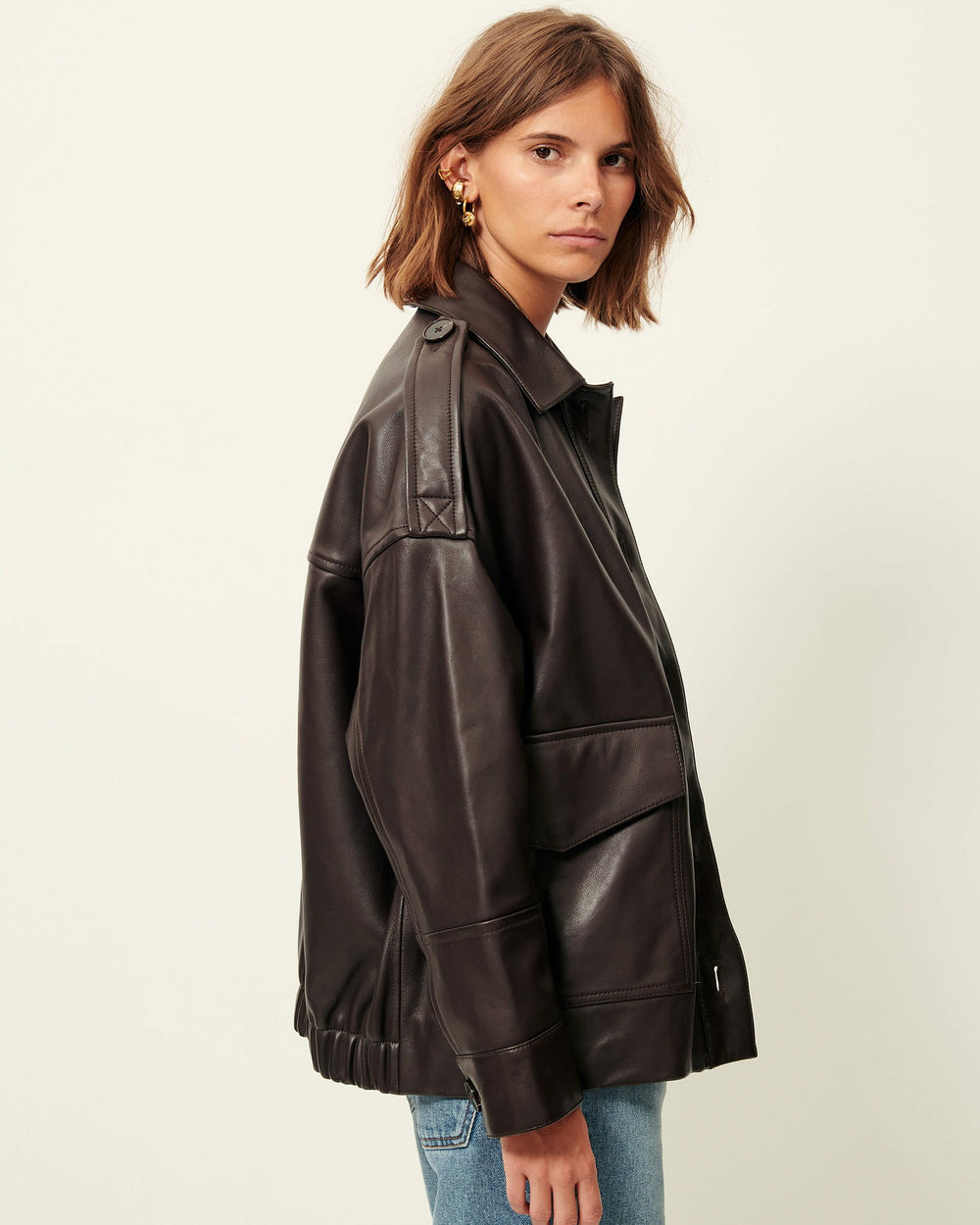 Women HARRIBOYD Coffee Leather | Jacket