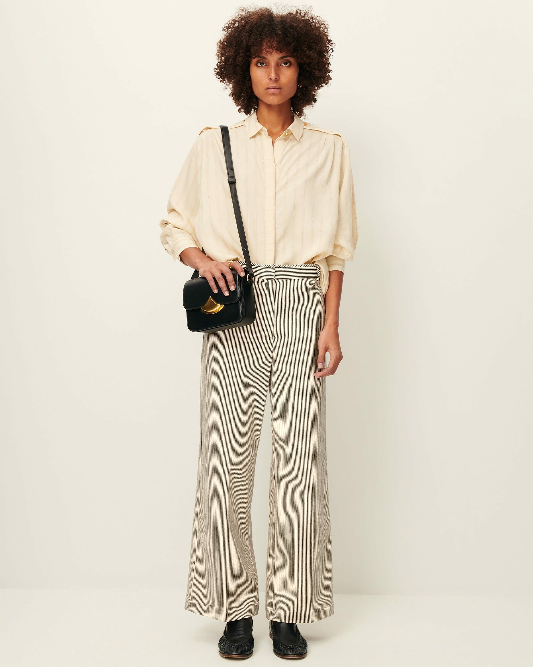 Women ALBELLO Coutil Whiblack | Trousers