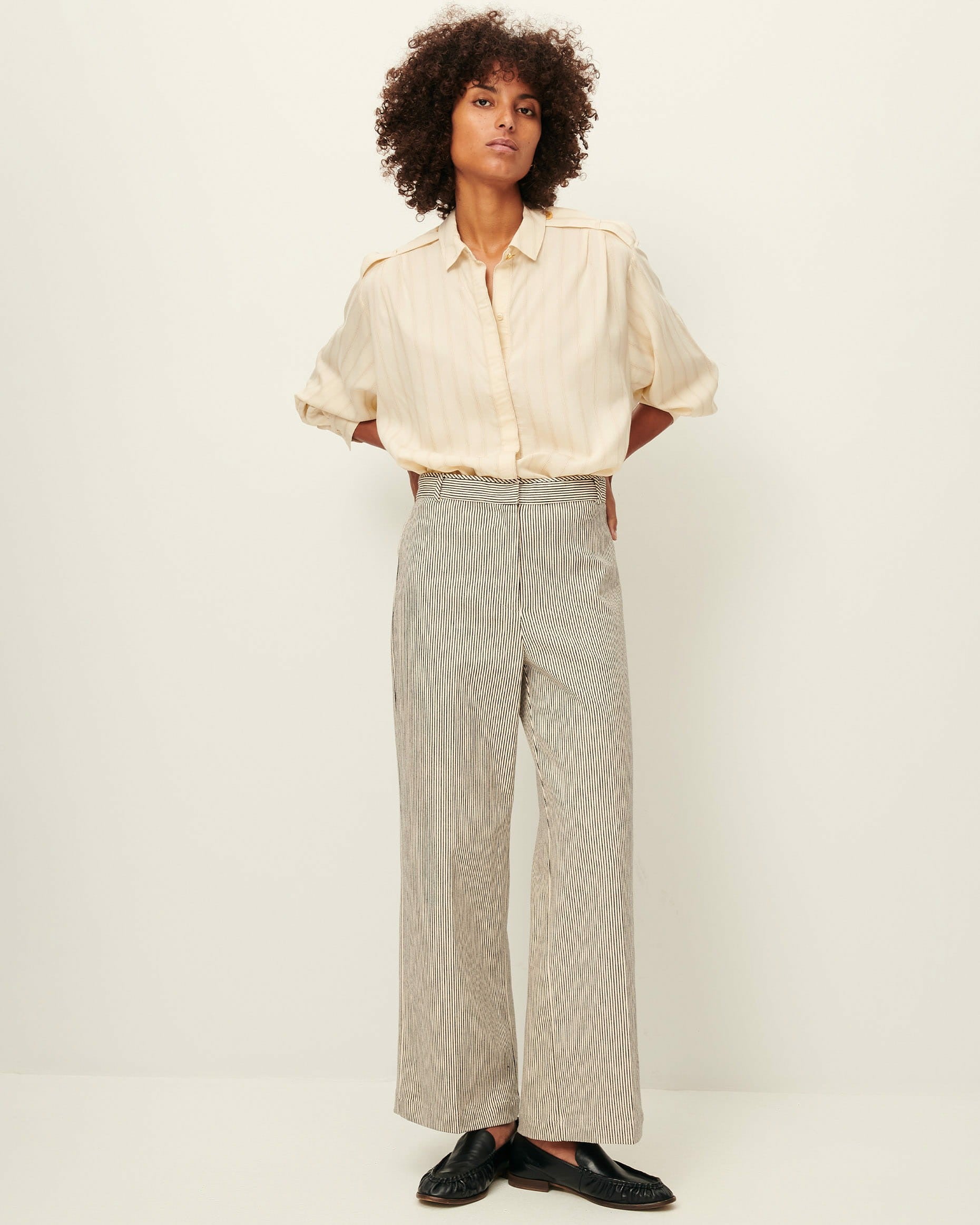 Women ALBELLO Coutil Whiblack | Trousers