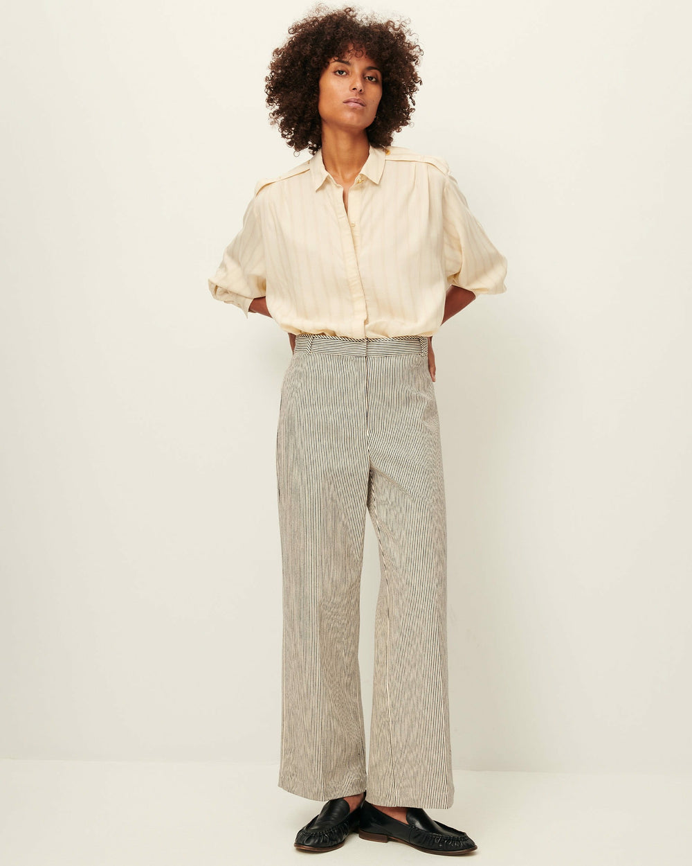 Women ALBELLO Coutil Whiblack | Trousers