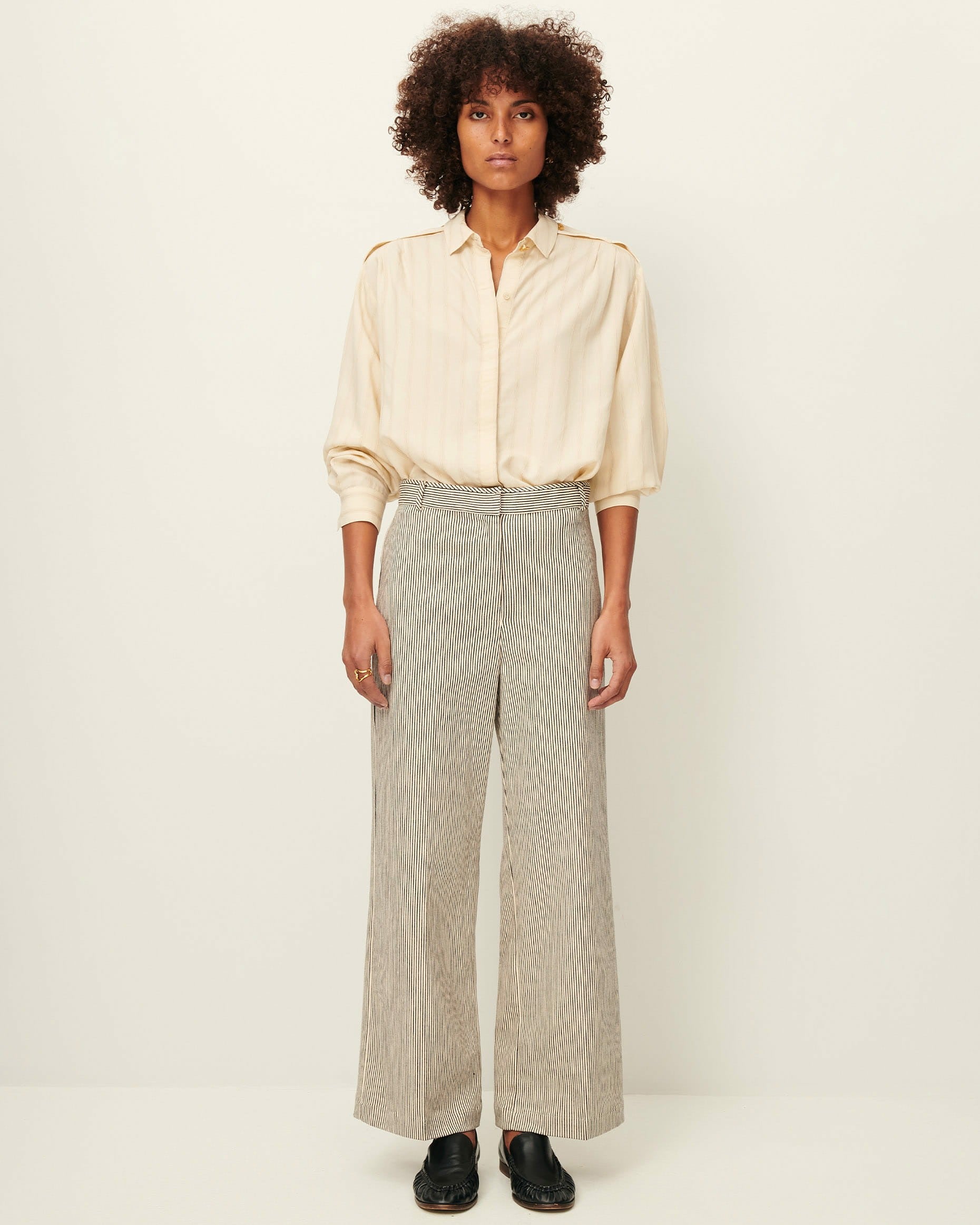 Women ALBELLO Coutil Whiblack | Trousers