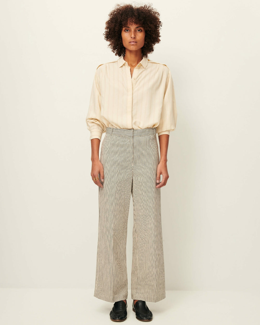 Women ALBELLO Coutil Whiblack | Trousers