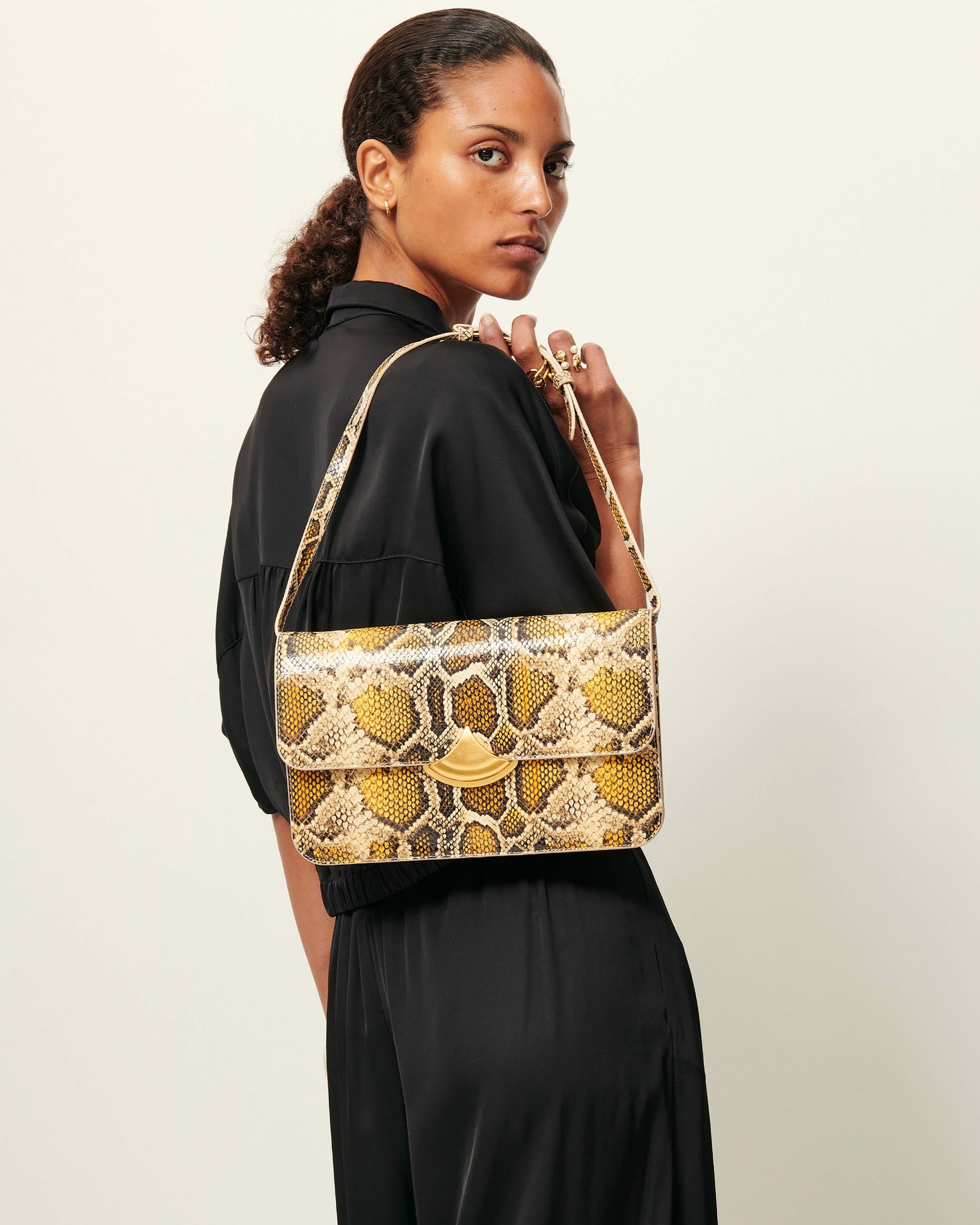 Women DIVILUZ POUCH Yellow Python | Clutch bag | SESSÙN Website