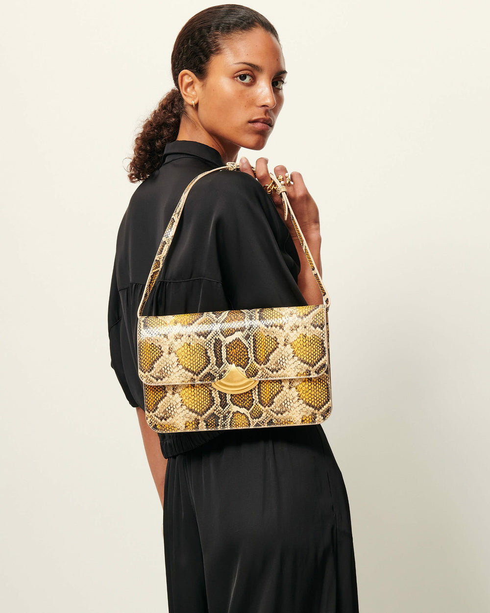 Women DIVILUZ POUCH Yellow Python | Clutch bag | SESSÙN Website